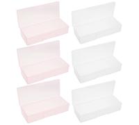 Vaguelly 6pcs Nail Art Storage Boxes Set Plastic Manicure Tool Organizer with 3 Pink 3 Cases Nail Drill Bit Cosmetic Supplies Holder for Professional Techs