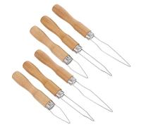 Vaguelly 6pcs Quick Button Threading Tool Wooden Handle Adaptive Fastener Assist for Seniors One-Handed Button Helper for Shirts Coats and Pants Senior Dressing Aid