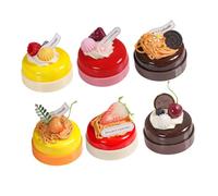 Vaguelly 6pcs Realistic Artificial Cake Models Smooth Surface Faux Dessert Props for Bakery Display Photo Shoot Home Decoration Simulation Cake with Strawberry Cherry Raspberry Dragon Fruit