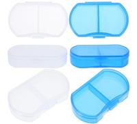 Vaguelly 6pcs Small Case Portable Lightweight Pp Pill Organiser with 2 Compartments Assorted Colours for Business Trip and Going