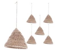 Vaguelly 6pcs Vintage Lamp Shade: Boho Hanging Lampshade - Natural Jute Rope Woven Light Cover - Rustic Boho Style Pendant Shade for Home