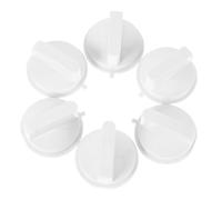 Vaguelly 6pcs White Plastic Microwave Oven Timer Knob Handles with D Shaped Shaft for Cooker and Microwave Oven, Easy Operation Adjustable Timer Replacement Knobs