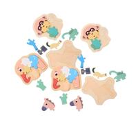 Vaguelly 6pcs Wooden Animal Puzzle for Montessori Educational with Elephant Monkey Horse Shapes Smooth Edges Wood Sorting Game for Early Learning and Problem Solving