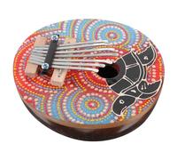 Vaguelly 7-key Painted Coconut Shell Thumb Piano Kalimba Portable Small Musical Instrument for Beginners with Random Pattern Design