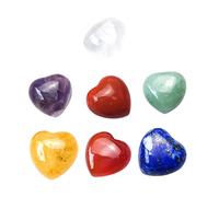 Vaguelly 7pcs Heart-Shaped Chakra Crystals Set Natural Healing Stones for Meditation Yoga Colorful Gemstones for Spiritual Decor and Anxiety Relief