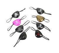 Vaguelly 8Pcs Halloween Pirate Eye Patches Funny Single Eye Patch Cosplay Prop for Unique Design for Masquerade Party Photo Decoration