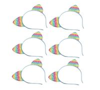 Vaguelly 8pcs Rainbow Cat Ears Headband Glitter Rainbow Cat Ears Hairband for Girls for Cosplay Wire Headband for Halloween