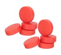 Vaguelly 8pcs Red PVC Ice Hockey Pucks with Matte Finish for Training | Flat Low Profile Shape, Glare Reducing Surface, for Floor Hockey in Gymnasiums and Goal Nets