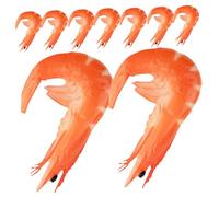 Vaguelly 9pcs Realistic Artificial Shrimp Model PVC Simulated Fake Food Photo Props Lightweight Bright Colors for Kitchen Display and Scene Decoration