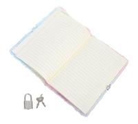 Vaguelly A5 Plush Cartoon Cat Diary with Lock and 2 Keys, Tie-dye Color Furry Journal Notebook for School Writing and Travel, Soft Animal Plush Notebook for Boys