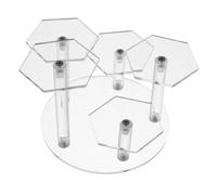 Vaguelly Acrylic Display Stand Riser for Perfume Cosmetics and Collectibles Multi-tiered Showcasing Rack for Jewelry Action Figures and Desserts Elegant Six-sided Design for Home and Retail