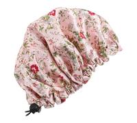 Vaguelly Adjustable Sleeping Hat with Unique Flower Print Polyester Hair Protector Cap for Shower and Bed Non-skid Design Suitable for S Heads