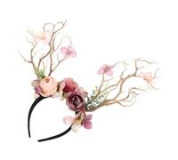 Vaguelly Antler Headband Bold Flowers for Christmas Hair Styling Festive Christmas Hairband Floral Headdress for Holiday Parties and Xmas Celebrations
