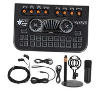 Vaguelly Audio Mixer Sound Card with High-sensitivity Condenser Microphone Low Latency Sound Board for Live Streaming Podcast Recording and Karaoke Metal-plastic Design for Studio and