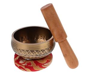 Vaguelly Authentic Tibetan Singing Bowl Small Copper Mindfulness Sound Bowl with Wooden Mallet and Cloth Pad for Worship Buddhism and Meditation Practice