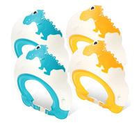 Vaguelly Baby Shower Caps Boys and Girls Shower Hat Adjustable Dinosaur Design Comfortable Reusable Plastic Hair Washing Shield for Bathing Time 4Pcs Assorted Colour