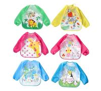 Vaguelly Baby Waterproof Bibs Sleeves Eva Material Washable Cute Giraffe Pattern for Weaning