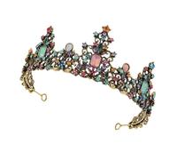 Vaguelly Baroque Crown Tiara Vintage Seven-Color Rhinestone Headdress Antique Pastel Bridal Wedding Hair Decor for Bride Princess Girls Parties Random Color Sturdy Material