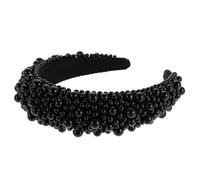 Vaguelly Black Baroque Sponge Pearl Hairband Retro Style Women’s Creative Pearl Headdress for Weddings and Daily Wear