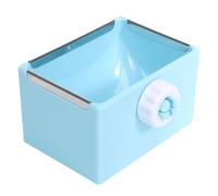 Vaguelly Blue Square Food Feeder Bowl for Rabbits and Birds, Hanging on Cage with Safe Plastic and Stainless Steel Material, Pet Cage Food Bowl for Small Animals