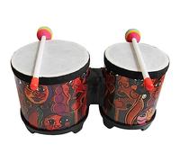 Vaguelly Bongo Drum Set Wood Percussion Instrument Bongos with Wooden Drumsticks for Kids and Adults
