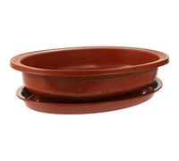 Vaguelly Bonsai Training Pot with Drip Tray, 15 Bonsai Plants Growing Pot Oval Planter Pot with Drainage Holes, Large Low Flower Pot for Nursery, Garden
