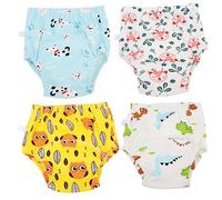 Vaguelly Boys and Girls Incontinence Pants 4pcs Training Underwear Cotton Dinosaur Potty Washable Elastic Childs Potty Training Pants