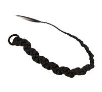 Vaguelly Braided Ponytail Extension Synthetic Wig with Strap for Women Long Bubble Braid Hairpiece Easy to Wear Natural Black for Daily Use and Special Occasions