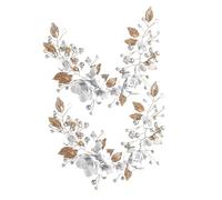 Vaguelly Bridal Headpieces Wedding Hair Pieces White Polymer Clay Flowers and Silver Alloy Leaves 2Pcs Handmade Hair Accessories for Brides Wedding