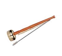 Vaguelly Buddhist Copper Yin Qing Bell Handcrafted Meditation Instrument Long Wooden Handle for Ceremonial Rituals and Mindfulness Practices