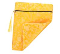Vaguelly Buddhist Zen Book Wrap Cloth Case Stylish Yellow Silk Bible Cover Pouch for Scriptures Documents Books Durable Organizer with Feature