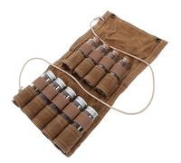 Vaguelly Camping Spice Bottle Storage Bag with 9 Aluminum Jars, Canvas Portable Seasoning Container Set for Outdoor Restaurant and Camping