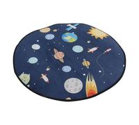 Vaguelly Cartoon Carpet Floor Mat round Shape Polyester Fiber Decorative Comfortable Touch Bedroom Living Room Rug