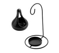 Vaguelly Ceramic Essential Oil Burner Aromatherapy Furnace Black 17X9X9Cm Smooth Surface Beautiful Design for Home and Valentine