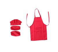 Vaguelly Chef Playset with Hat Apron and Sleeve Protectors for Boys and Age Medium Red Thick Smooth Fabric for Cooking Baking Painting and Party Dress-up