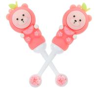 Vaguelly Children’s Soft-Bristle Toothbrush 2pcs, Manual Toddler Tooth Brush Round Head, Bear Shape Design, Pink, Suitable for Ages 0-9, Gentle Cleaning for Kids