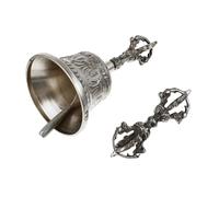 Vaguelly Copper Buddhist Handbell 6.5cm Silver Vajra Bell for Meditation and Spiritual Practices Handmade Tibetan Dharma Object for Ancestral Halls Creative Copper Bell for Yoga and Prayer