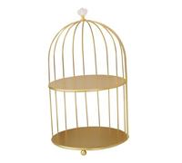 Vaguelly Cosmetics Organizer Gold Iron Bird-shaped Rack Two-tier Makeup Storage Stand for Dressing Table Afternoon Tea Dessert Serving