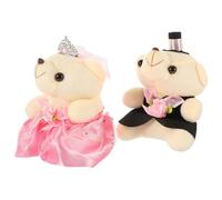 Vaguelly Couple Bear Doll Wedding Decoration Set, 1 Pair Pink Crown Plush Stuffed Bears for Valentine’s Day, Romantic Wedding Ornament and Festival Cute Plush Animals