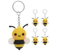 Vaguelly Cute Bee Keychain Set and Easy to Carry 5pcs Lightweight Bee-shaped Decoration with Pvc and Metal Material for Bee-themed Party Favors and Bag Accessories
