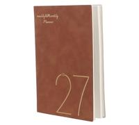 Vaguelly Daily Task Planner with Flexible Scheduling and Goal Tracking A5 Paper Personal Calendar Book in Brown for School and Office Use