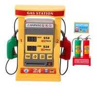 Vaguelly DIY Gas Station Model with Dual Nozzles Digital Display and Voice Prompt Educational Self-service Pump Plaything for Learning and Interactive Fun