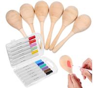 Vaguelly DIY Wooden Maracas, 6Pcs Paintable Wood Maracas with 12Pcs Acrylic Paint Pens, Unfinished Wooden Maracas Blank Wood Orff Hand Percussion Musical Instrument for Adults