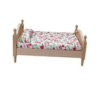 Vaguelly Dollhouse Decor 1:12 Scale Miniature Bed Wooden Fabric Material for Diy Small House