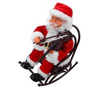 Vaguelly Electric Musical Santa Claus Sitting Rocking Wheelchair with Violin Christmas Party Decor Figurine for Holiday Display