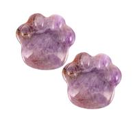 Vaguelly Figurines Unique Amethyst 2pcs Hand-carved Crystal and Cat Paw Ornaments Creative Decorative Gemstone for Decoration and Collection Cute Display Bookshelf Desk