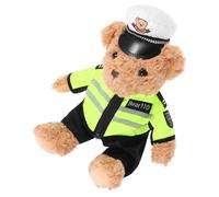 Vaguelly Fluffy Bear Stuffed Animal Soft Plush Police Dress Up for Engaging Traffic Safety Education Tool Birthday for Boys and Comfortable Cuddly Plush