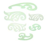 Vaguelly Geometric Drawing Templates Rulers Set 6PCS PET Light Green Various Shapes for Architecture and Measuring, for Artists and Engineers