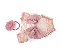 Vaguelly Girl Photography Elegant Lace Bow Romper with Soft Headband for Photoshoot Comfortable Outfit for Newborn Sessions and Milestone Events