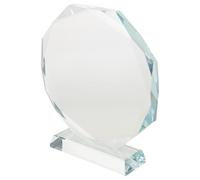 Vaguelly Glass Crystal Award Trophy Blank Plaque Standing Octagon Shape for Dance Winner Employee Recognition and Graduation Desktop Decoration